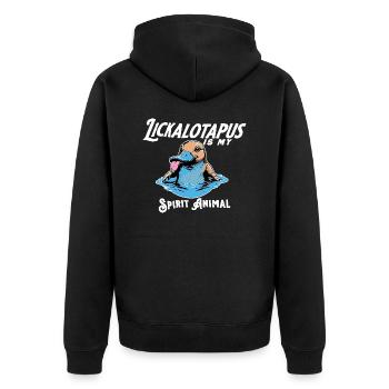 Lustiger Lickalotopus ist mein Krafttier Lustiger Humor - Unisex Premium Bio Zip Hoodie - Schwarz - Hinten - Nico (187cm)