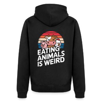 Vegetarisch Vegan Veggie Vegetarier - Unisex Premium Bio Zip Hoodie - Schwarz - Hinten - Nico (187cm)