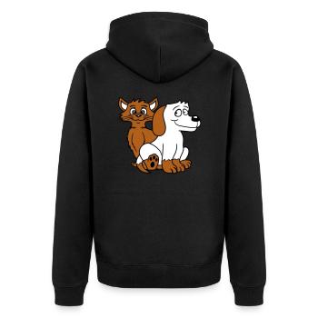 Dog Cat Two Friends Team Kitten 2 Duo Crew - Unisex Premium Organic Zip Hoodie - black - Back - Nico (187cm)