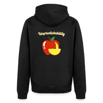 Unpredictability Apple Lemon Motivational Design - Unisex Premium Organic Zip Hoodie - black - Back - Nico (187cm)