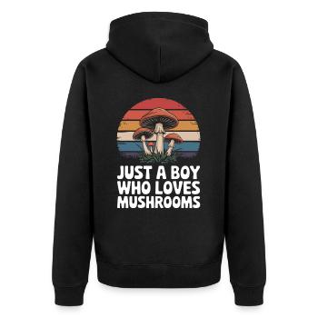 Pilz Pilze Funghi Champignon - Unisex Premium Bio Zip Hoodie - Schwarz - Hinten - Nico (187cm)