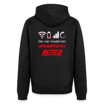 1 - Unisex Premium Bio Zip Hoodie - Schwarz - Hinten - Nico (187cm)