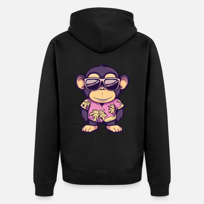 Affe Comic Lustig Sommer - Unisex Premium Bio Zip Hoodie - Schwarz