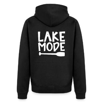 Lake Mode Abenteuer Paddel Enthusiast Design - Unisex Premium Bio Zip Hoodie - Schwarz - Hinten - Nico (187cm)