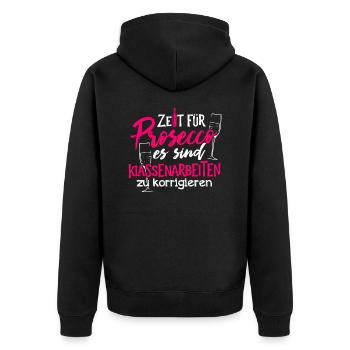 Lehrer - Klassenarbeiten - Unisex Premium Bio Zip Hoodie - Schwarz - Hinten - Nico (187cm)