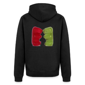 Gummibärchen Kuss - Unisex Premium Bio Zip Hoodie - Schwarz - Hinten - Nico (187cm)
