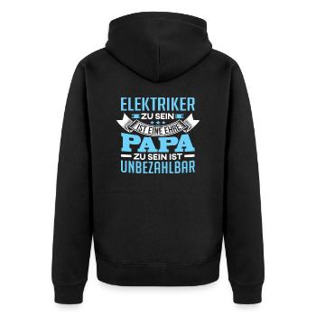 ELEKTRIKER - Papa - Unisex Premium Bio Zip Hoodie - Schwarz - Hinten - Nico (187cm)