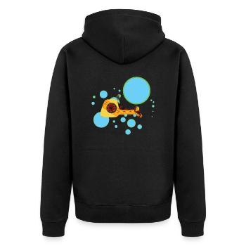 salmon - Unisex Premium Organic Zip Hoodie - black - Back - Nico (187cm)