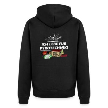 Feuerwerk Lebe fuer Pyro Silvester - Unisex Premium Bio Zip Hoodie - Schwarz - Hinten - Nico (187cm)