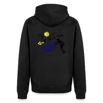 Go Go Go Fast da - Unisex Premium Bio Zip Hoodie - Schwarz - Hinten - Nico (187cm)
