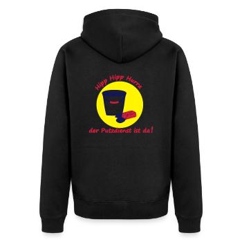 putzdienst - Unisex Premium Bio Zip Hoodie - Schwarz - Hinten - Nico (187cm)