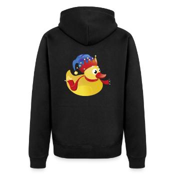 Karneval - Quietscheente - Badeente - Fasching - Unisex Premium Bio Zip Hoodie - Schwarz - Hinten - Nico (187cm)
