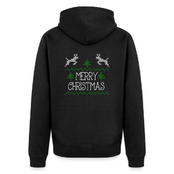 Merry Christmas design I - Unisex Premium Organic Zip Hoodie - black - Back - Nico (187cm)