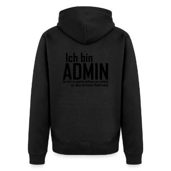 admin - Unisex Premium Bio Zip Hoodie - Schwarz - Hinten - Nico (187cm)