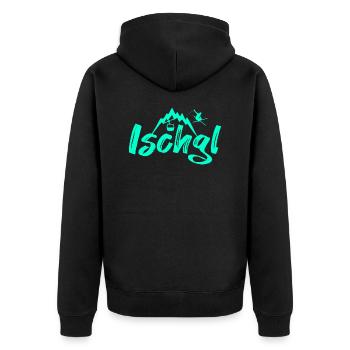 Ischgl - Unisex Premium Bio Zip Hoodie - Schwarz - Hinten - Nico (187cm)