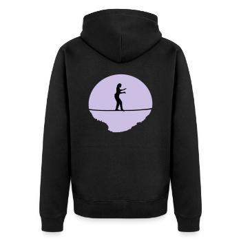 Slacklining Woman - Unisex Premium Organic Zip Hoodie - black - Back - Nico (187cm)