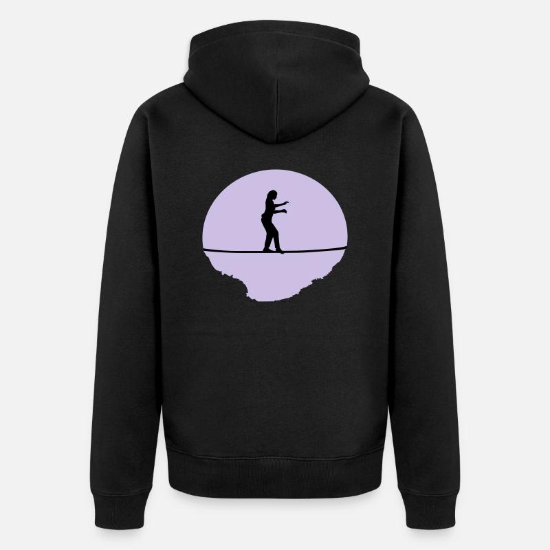 Slackline, Slacklining Frau - Unisex Premium Bio Zip Hoodie - Schwarz