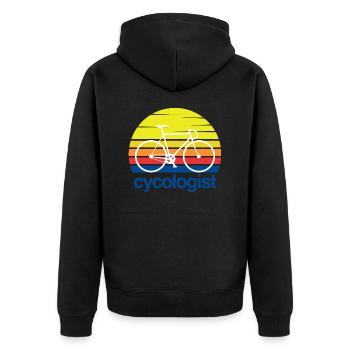 CYCOLOGIST - Unisex Premium Bio Zip Hoodie - Schwarz - Hinten - Nico (187cm)