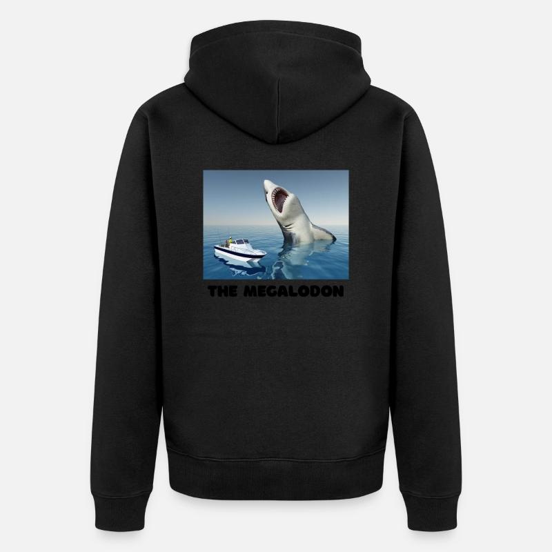 Der Megalodon Hai - Unisex Premium Bio Zip Hoodie - Schwarz
