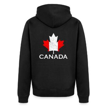 Kanada Ahornblatt Flagge Vintage - Unisex Premium Bio Zip Hoodie - Schwarz - Hinten - Nico (187cm)