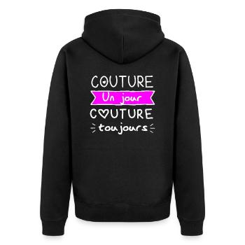 Couture un jour couture toujours humour couture - Veste à capuche bio Premium Unisexe - noir - Dos - Nico (187cm)