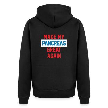 MEINE BAUCHSPEICHELDRÜSE WIEDER GROßARTIG MACHEN - Unisex Premium Bio Zip Hoodie - Schwarz - Hinten - Nico (187cm)