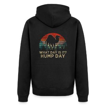 Camel what day is it hump day - Unisex Premium Organic Zip Hoodie - black - Back - Nico (187cm)