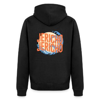 Jéricho - Vêtements chrétiens - Veste à capuche bio Premium Unisexe - noir - Dos - Nico (187cm)