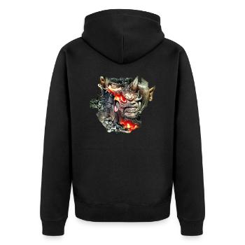 Demon Face - Unisex Premium Organic Zip Hoodie - black - Back - Nico (187cm)