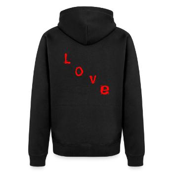 Love - Unisex Premium Bio Zip Hoodie - Schwarz - Hinten - Nico (187cm)
