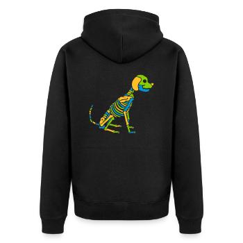 Chien squelette coloré Halloween - Veste à capuche bio Premium Unisexe - noir - Dos - Nico (187cm)