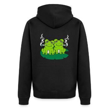 Joint rauchen 2 Frösche - Unisex Premium Bio Zip Hoodie - Schwarz - Hinten - Nico (187cm)