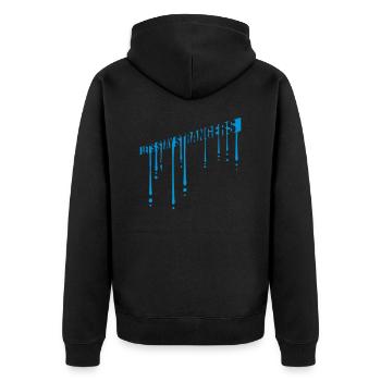 lets stay strangers quote - Unisex Premium Organic Zip Hoodie - black - Back - Nico (187cm)