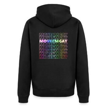 Move I'm gay in rainbow font for pride month 2023 - Unisex Premium Bio Zip Hoodie - Schwarz - Hinten - Nico (187cm)