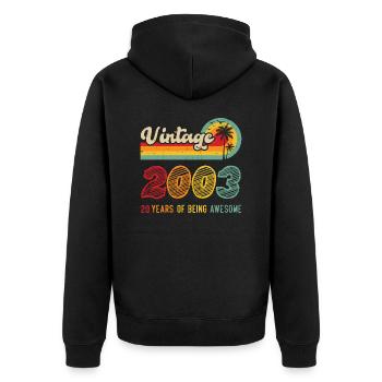 Vintage 2003, Cadeau D'anniversaire 20 Ans - Veste à capuche bio Premium Unisexe - noir - Dos - Nico (187cm)