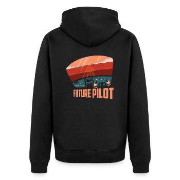 Future Pilot Airline Fly Aviation - Unisex Premium Bio Zip Hoodie - Schwarz - Hinten - Nico (187cm)