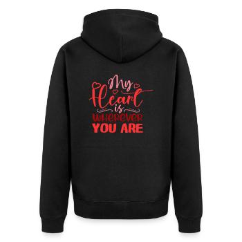 Mon Cœur est où que vous soyez - Veste à capuche bio Premium Unisexe - noir - Dos - Nico (187cm)