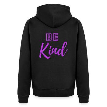 be kind - Unisex Premium Bio Zip Hoodie - Schwarz - Hinten - Nico (187cm)