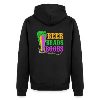 Bière Perles Seins Mardi Gras Fête - Veste à capuche bio Premium Unisexe - noir - Dos - Nico (187cm)