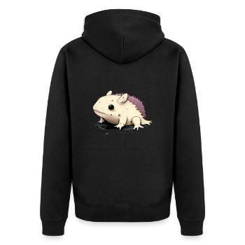 Axolotl - Unisex Premium Organic Zip Hoodie - black - Back - Nico (187cm)
