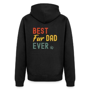 Bet Fur Dad Ever Pet Paw T Shirt - Unisex Premium Organic Zip Hoodie - black - Back - Nico (187cm)