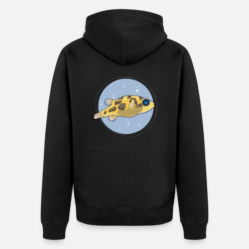 Pea Puffer ,puffer, kugelfisch - Unisex Premium Bio Zip Hoodie - Schwarz