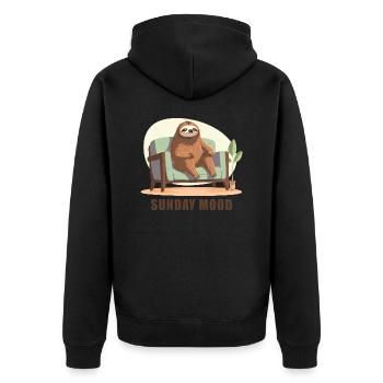 Sunday mood - Unisex Premium Organic Zip Hoodie - black - Back - Nico (187cm)