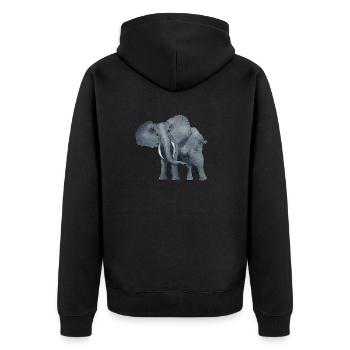 Imposanter Elefant - Unisex Premium Bio Zip Hoodie - Schwarz - Hinten - Nico (187cm)