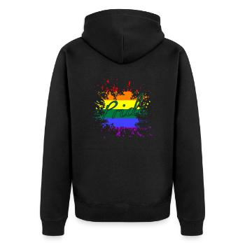 LGBTQ, Regenbogen, Pride, CSD - Unisex Premium Bio Zip Hoodie - Schwarz - Hinten - Nico (187cm)