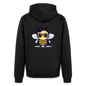 Biene Ziz - Unisex Premium Bio Zip Hoodie - Schwarz - Hinten - Nico (187cm)