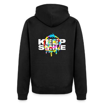 Keep Smile Street Club b - Unisex Premium Organic Zip Hoodie - black - Back - Nico (187cm)