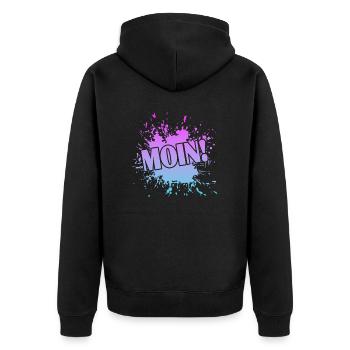 Moin - Unisex Premium Bio Zip Hoodie - Schwarz - Hinten - Nico (187cm)