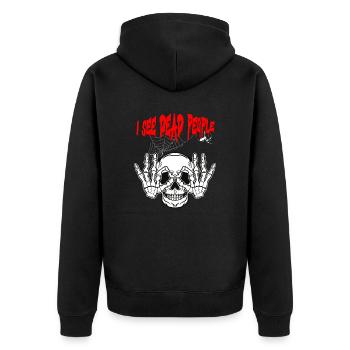 I see dead people - Halloween - Unisex Premium Bio Zip Hoodie - Schwarz - Hinten - Nico (187cm)