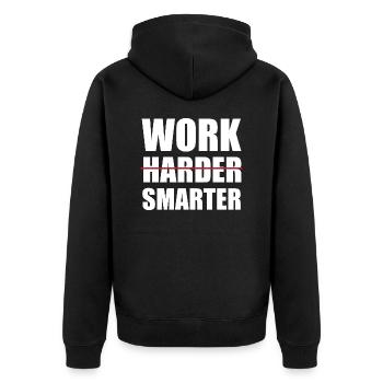 Work Smarter Not Harder Motivational - Unisex Premium Organic Zip Hoodie - black - Back - Nico (187cm)